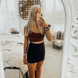 free people black denim skirt